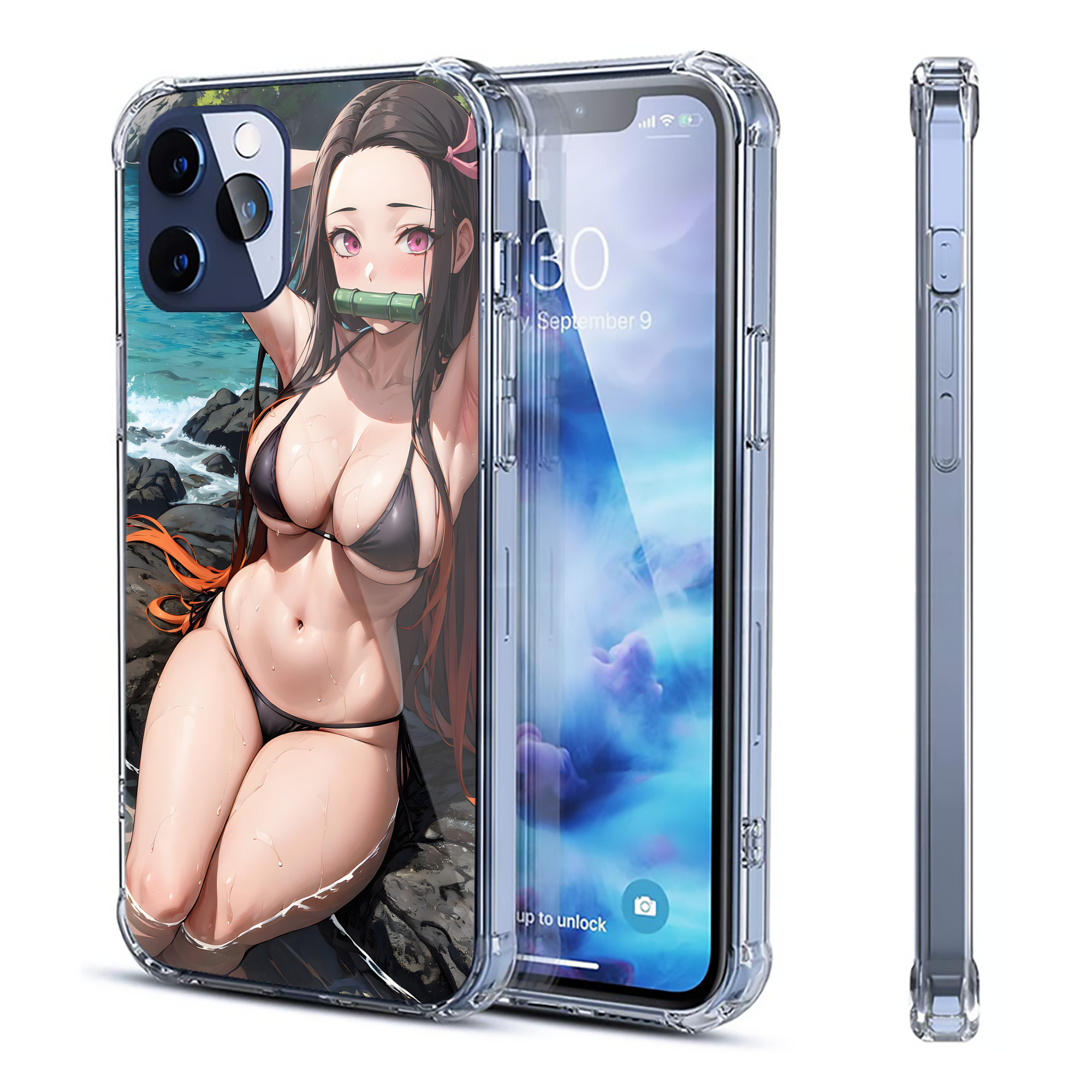 （画像用） 鬼滅の刃（きめつのやいば）竈門 禰󠄀豆子／かまど ねずこ Kamado Nezuko 【iPhone 12シリーズ対応】透明スマホケース（クリアソフトケース）